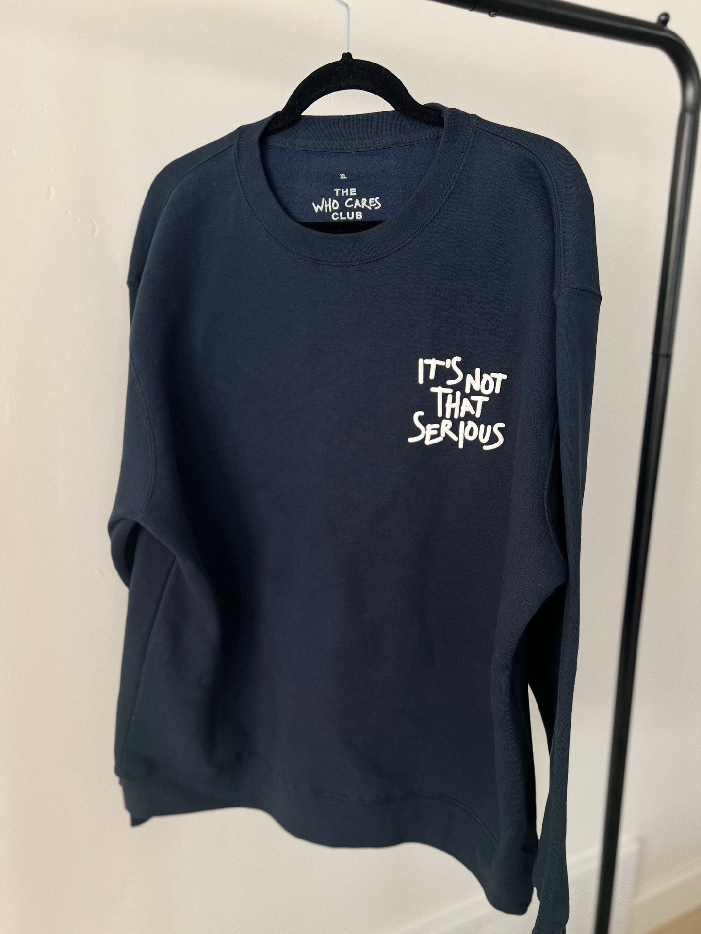 WHO CARES SMILEY Navy Blue Crewneck